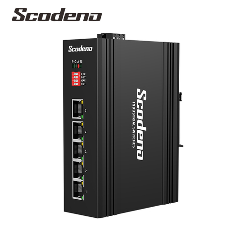 Scodeno 5 Port Industrial Gigabit DIN-Rail Network Unmanaged Switch, RJ45, IP40 ► Photo 1/5