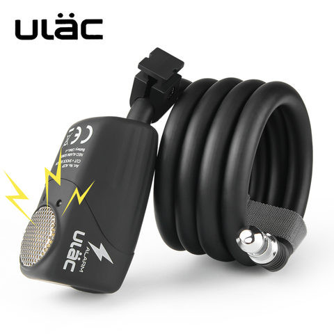 ULAC Bike Lock 110dB Bicycle Electronic Alarm Lock Cycling Bike Steel Cable Lock Anti-Theft Bike Locker Road Bike Safe Wire Lock ► Photo 1/6