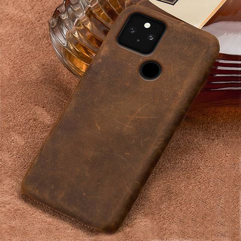 Genuine PULL-UP Leather Case for Google Pixel 5 Pixel 4 Pixel 4A Grain Leather Half-Inclusive Protection Retro Crazy Horse cover ► Photo 1/6