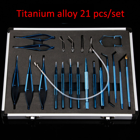 21Pcs/set Titanium Alloy Eye Ophthalmic Cataract & Intraocular Set Surgical Instrument Eye Micro Surgery Tools ► Photo 1/6