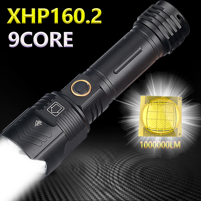 XHP160/XHP90/XHP50 LED Flashlight Torch Rechargeable Waterproof Lamp Zoom Light 