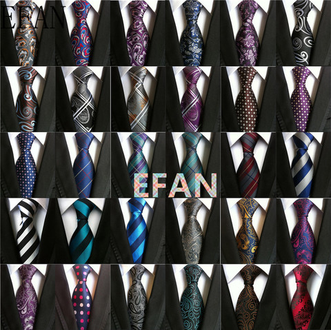 8cm Men's Ties New Man Fashion Neckties Corbatas Gravata Jacquard Silk Tie Business Green Purple Navy Gray Gold Blue Tie For Men ► Photo 1/6