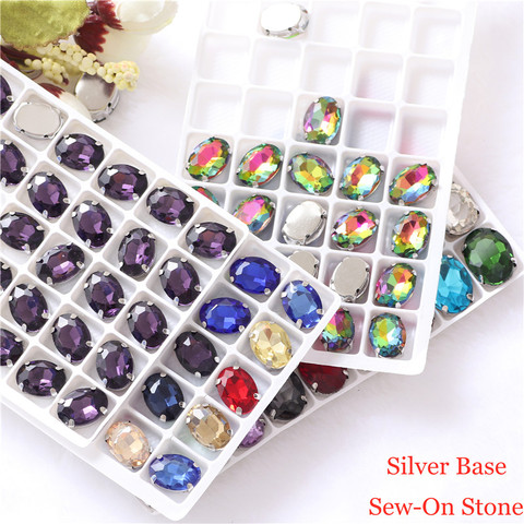 Oval shape Glass crystal Sew on Rhinestones with Silver Claw Handcrafts strass sew on stone  clothing accessories shoes bag diy ► Photo 1/6