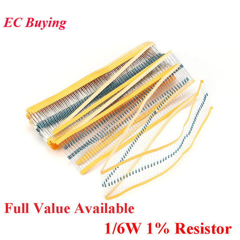 100pcs 1/6W 1% Metal Film Resistor 1.5K 100K 100R 10K 10R 150K 1K 1M 2.2K 200R 20K 220R 2K 330R 33K 4.7K 470R 47K 5.1K 510R ohm ► Photo 1/5