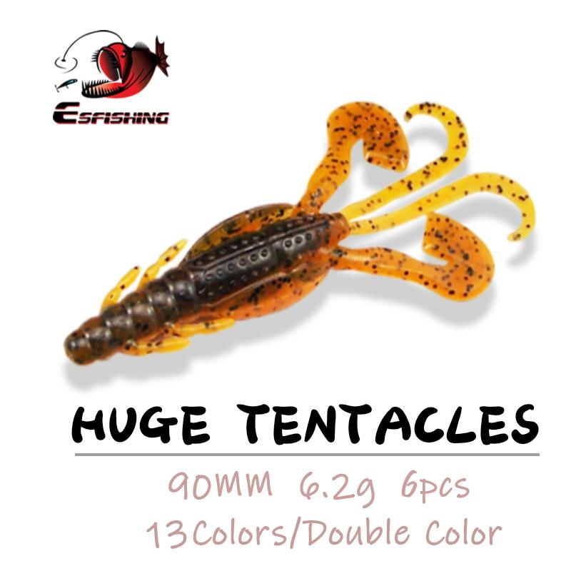 Esfishing Lures Fishing Soft Baits Huge Tentacles Craw 6pcs 90mm 6.2g Stream Sea Fishing Lake Iscas Tackle ► Photo 1/5