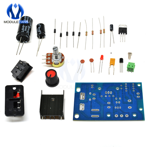 LM317 DIY Kit Step Down Power Supply Module Adjustable Voltage Regulator Switch Resettable Fuse Electrolytic Capacitor Board ► Photo 1/6