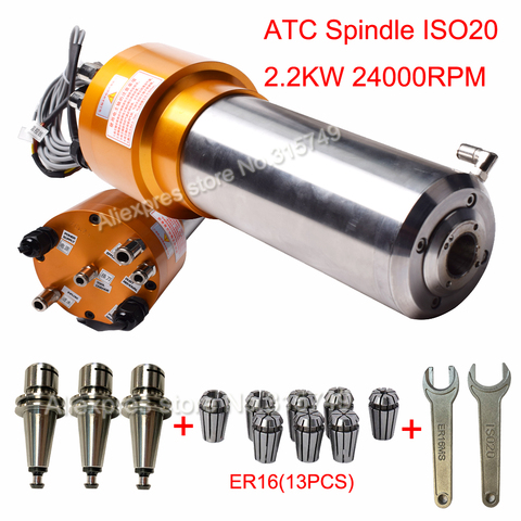 2.2KW ATC Spindle 3HP ISO20 24000RPM AC220V 800Hz 80MM Automatic Tool Changes Spindle Motor NPN PNP for CNC Router Engraving ► Photo 1/6