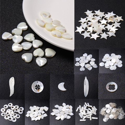 38types Natural Mother of Pearl Shell Beads Charms Heart Wing Pearl Shell Loose Beads for Jewelry Making Pendant DIY Earrings ► Photo 1/6