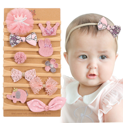 Baby Girl Headbands Infant Hair Accessories Newborn Headwear Bowknot Pink Princess Crown Headwrap Gift Toddlers Ribbon ► Photo 1/6