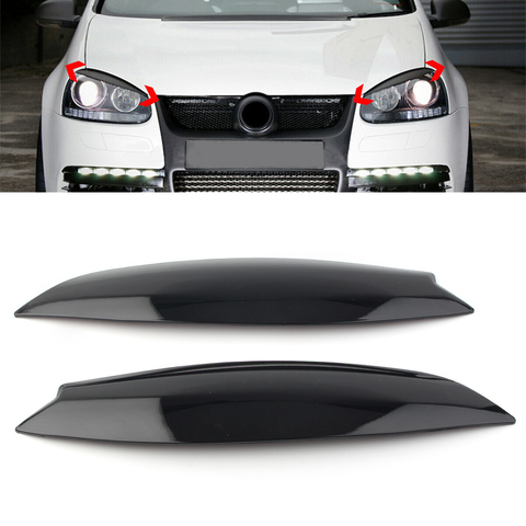 Black Car Headlight Eye Lid Eyebrow Cover Trim For VW Golf 5 GTI R32 MK5 2005 2006 2007 ABS Plastic ► Photo 1/6