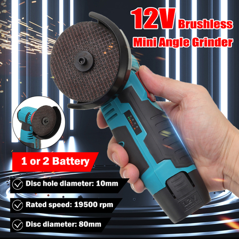 Mini 12 Volt Brushless Cordless Angle Grinder Mini Cutter Polishing Machine Power Tools Diamond Cutting Wheel With Battery ► Photo 1/6