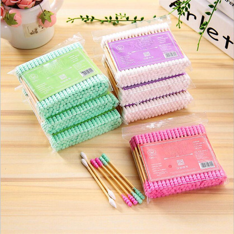 100pcs/ Pack Double Head Cotton Swab Women Makeup Cotton Buds Tip For Medical Wood Sticks Nose Ears Cleaning Health Care Tools ► Photo 1/6