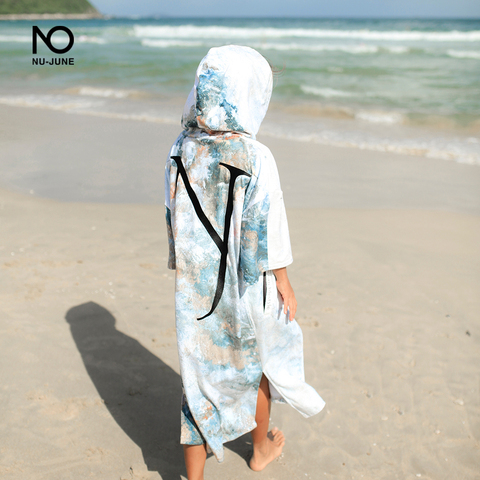 Nu-June Microfiber Quick Dry Wetsuit Changing Robe Poncho towel With Hood for Swim Beach towel Lightweight Beach Surf Poncho ► Photo 1/6