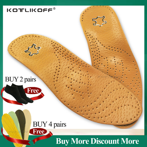 KOTLIKOFF High quality Leather orthotics Insole for Flat Foot Arch Support 25mm orthopedic Silicone Insoles for men and women ► Photo 1/6
