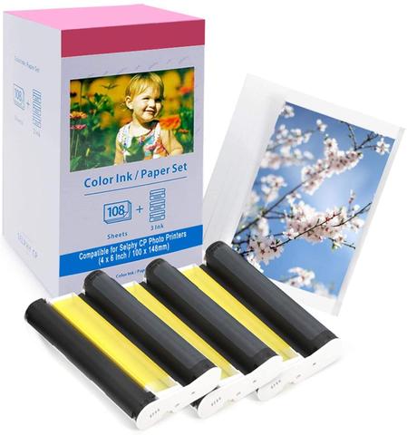 Replacement Canon Selphy Ink and Paper CP1300, KP-108IN Selfie Printer Paper and Ink for Canon CP1200 CP1000 CP910 CP800 CP780 ► Photo 1/6