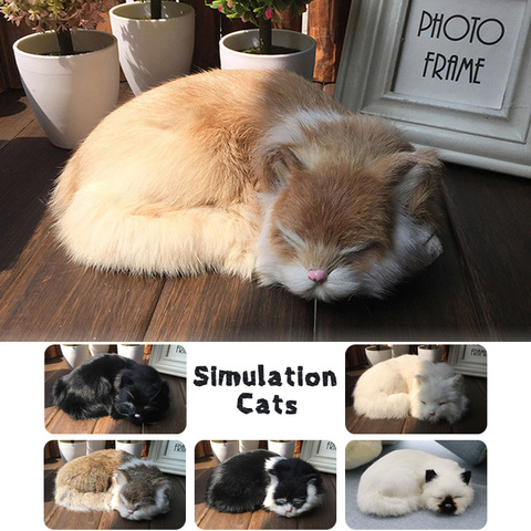 Sleeping Cat Lifelike Cute Plush Toys Cat Dolls Realistic Simulation Kitten Ornaments Creative Office Home Decor Crafts ► Photo 1/6