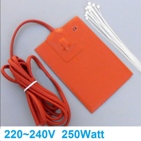 1pc 250W 9x13cm Engine Oil Pan Sump Tank Heater Pad 220V Silicone Heater Pad Block Hydraulic Tank Heating Plate ► Photo 1/3