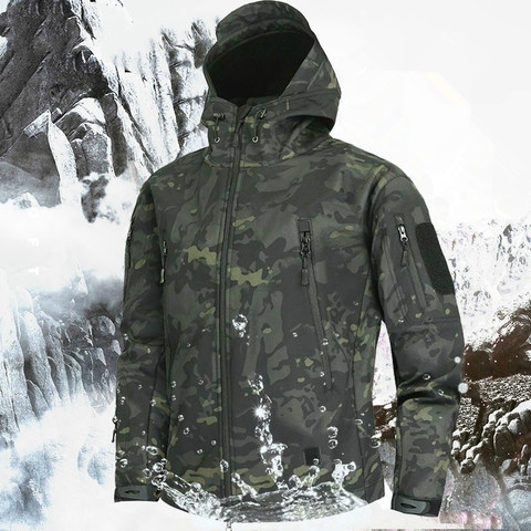 Men's Military Camouflage Fleece Jacket Shark Skin Soft Shell Military Tactical Jacket Multicam Male Camouflage Windbreakers 5XL ► Photo 1/6