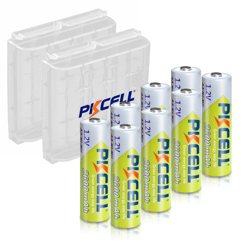 8pcs PKCELL Battery NIMH AA 2600Mah 1.2V 2A Ni-Mh aa Rechargeable Batteries AA Bateria Baterias + 2pcs Battery Hold Case Boxes ► Photo 1/6