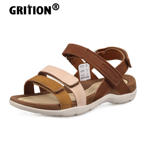 GRITION Womens Flat Sandals Beach Outdoor Casual Fashion Non Slip Light PU Rubber Breathable Trekking Summer Sand 2022 Size 41 ► Photo 1/6