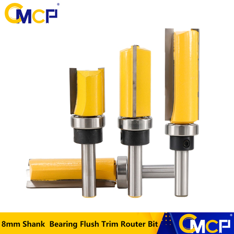 1pc 8mm Shank Bearing Flush Trim Router Bit For Wood Tungsten Carbide End Mill 20/25/38/50mm Woodworking Milling Cutter ► Photo 1/6
