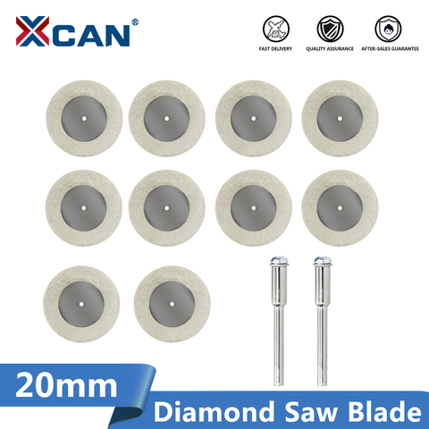 XCAN Diamond Cutting Disc 10pcs 20mm Mini Rotary Tool  Blades with 2pcs 3mm Shank for Cutting Glass Stone Diamond Saw Blade ► Photo 1/6
