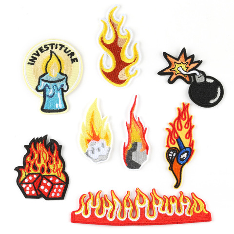 Flame Collection Iron on Patches Embroidered Diy Fire Blaze Decals Motif Stickers for Clothing ► Photo 1/6