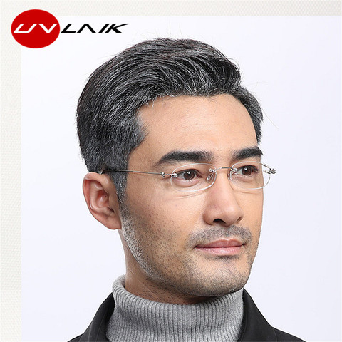 UVLAIK Rimless Reading Glasses Progressive Transparent Glasses Frameless Men Women Presbyopic Glasses with case 1.5 2.0 2.5 3.0 ► Photo 1/6