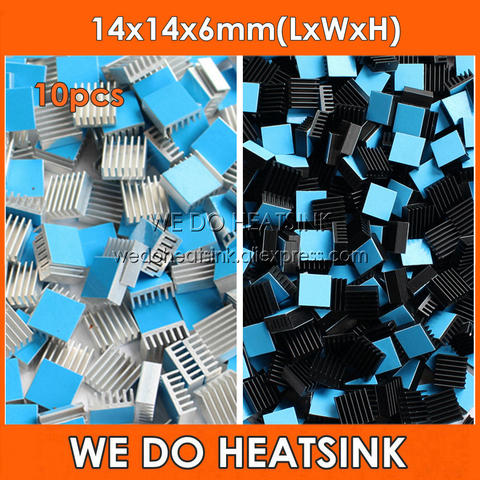 WE DO HEATSINK 10pcs DIY Aluminum Heatsink 14x14x6mm Square Small Chip Silver / Black Radiator Cooler With Thermal Adhesive Pad ► Photo 1/6