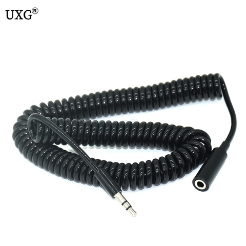 3.5mm Female to Male F/M Headphone Stereo Audio Extension Spring Coiled Cable 60cm 250cm ► Photo 1/4