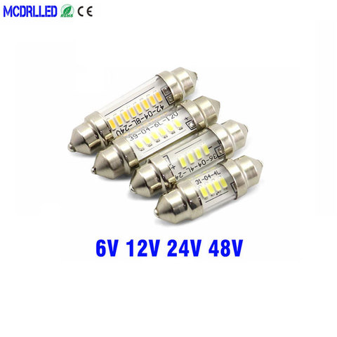 Mcdrlled 6v 12v 24v C5w Led C10w Bulb Festoon Car Interior Dome Lamp License Plate Reading Light 31mm 36mm 39mm 41mm ► Photo 1/6