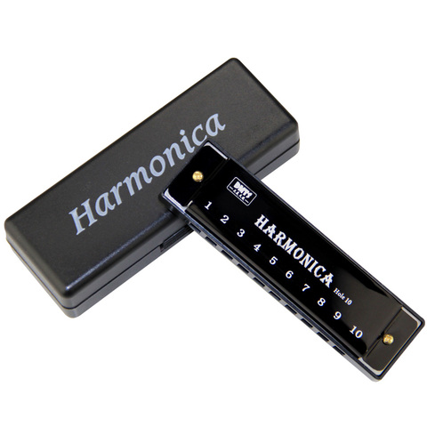 Harmonica Key of C 10 Hole  Diatonic Harmonica C with Case for Beginner,Students, Kids Gift BLUES with case ► Photo 1/6