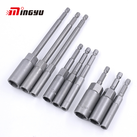 1PC  Impact Deep Nut Driver Socket Tool For Power Tool 80mm 100mm 150mm Extra Long 1/4 Hex Shank Nuts Bolt Removal Tools ► Photo 1/5
