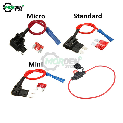 12V Car Fuse Holder Add-A-Circuit TAP Adapter Micro Mini Standard ATM APM Blade Auto Fuse with 10A Blade Car Fuse Replacement ► Photo 1/6