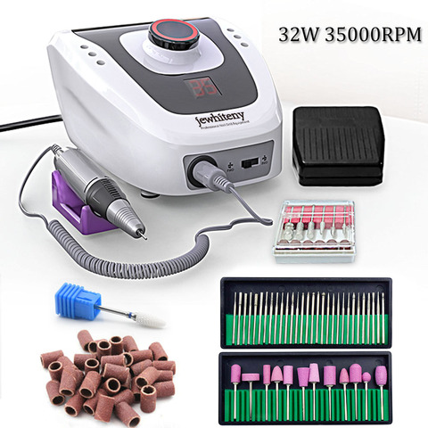 32W 35000RPM Electric Nail Drill manicure Machine File New Version of Copper Handle Nail Tool Kit Electric Nail File with Cutter ► Photo 1/6