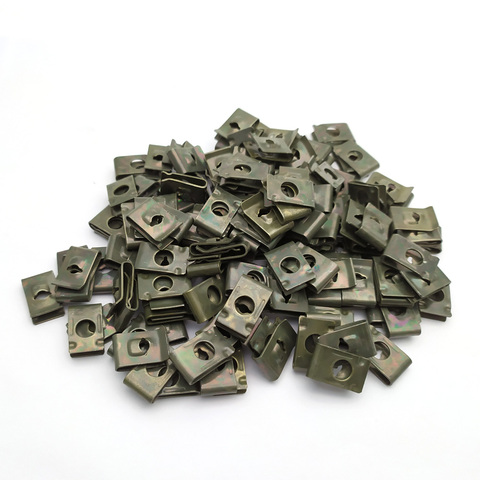 50pcs Plastic Cover Metal Retainer U-Type Clips ArmyGreen for Car Motorcycle Scooter ATV Moped E-bike ► Photo 1/3