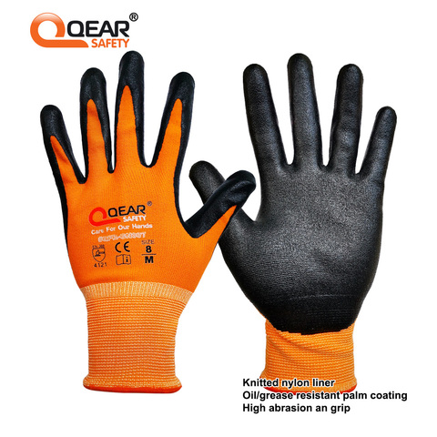 3 pairs pack foam nitrile work gloves, oil/greasy resistance palm, and good dexterity,quality liner ► Photo 1/6