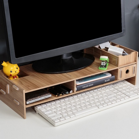 Desk-Holder Shelf Laptop-Stand Wood Desktop Monitor Stand Computer Screen Riser Shelf Plinth Strong Laptop Stand Desk Holder ► Photo 1/5