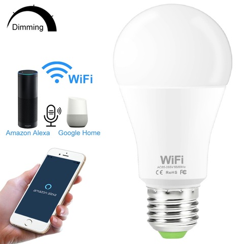 15W WiFi Smart Bulb E27 B22 110V 220V 2835 Dimmable Wireless WiFi Remote Control Lamp Light Work With Amazon Alexa Google Home ► Photo 1/6