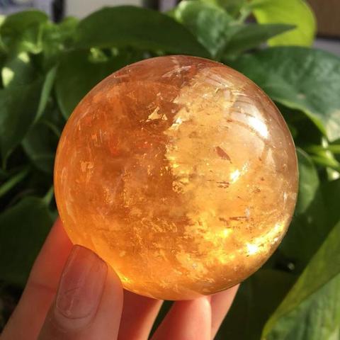 50-55MM Natural Citrine Calcite Quartz Crystal Sphere Ball Healing Gemston ► Photo 1/6