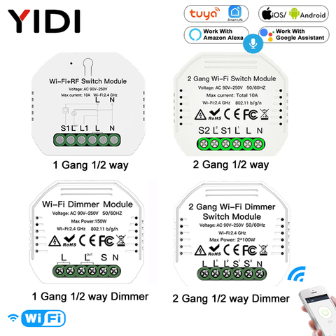 WiFi RF DIY Smart Light Switch Module Universal Breaker Timer Works with  Alexa Google Home