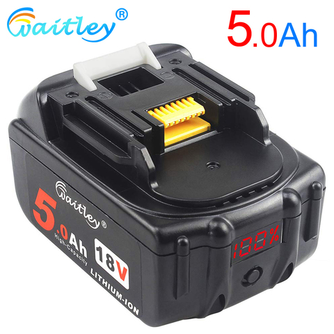 Waitley BL1850 18V 5.0Ah Replacement Battery for Makita Power Tool 5000mah BL1840 BL1860 Battery with LED Power Display 18 v 5A ► Photo 1/6