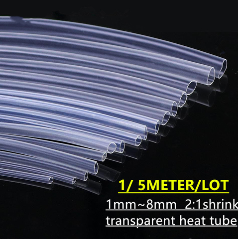 5METER/LOT 2:1 transparent heat shrink tube 1mm~8mm Polyolefin Wire Cable Electronic component Insulated Sleeving ► Photo 1/4