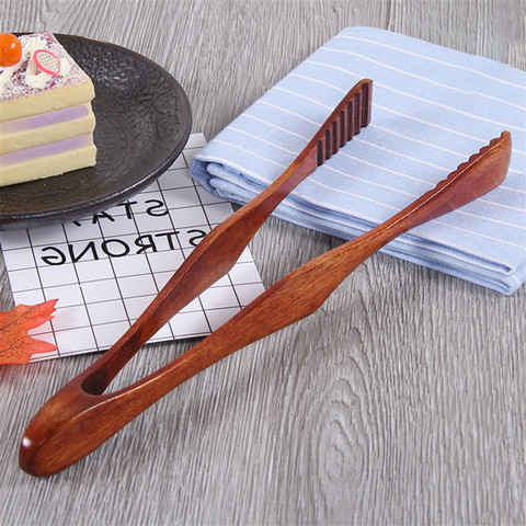 Wooden Cooking Tongs Food Salad Bacon Steak Bread Cake Clip Home Kitchen Utensil