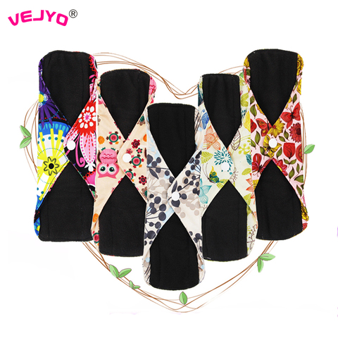 VEJYO S M L Reusable Waterproof Bamboo Charcoal Womens Sanitary Napkins Menstrual Cloth Period Pads Feminine Hygiene Products ► Photo 1/6