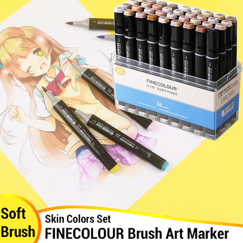 Finecolour Skin Color Brush Tip Markers Set Alcohol Ink Felt Tip Art Marker Comic Art Supplies Felt Tip Graphic Design EF102 ► Photo 1/6