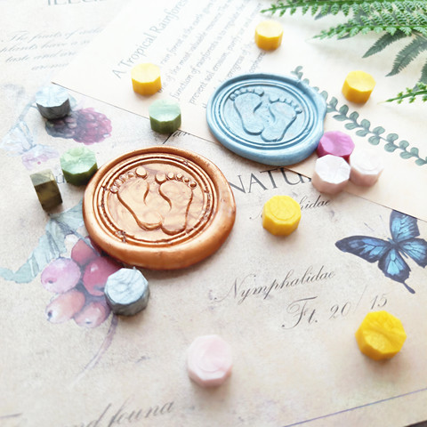 DIY Baby footprints customize Name Box set personalized Letter/Sealing Wax/wedding Wax Seal Stamp Custom invitations envelop ► Photo 1/5