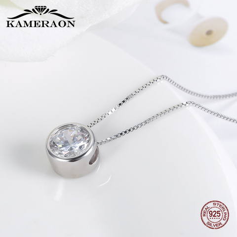 Kameraon 925 Sterling Silver Jewelry Women Personality Round Simulated Diamond Necklace Gold Silver Color Wedding Pendants Gift ► Photo 1/6