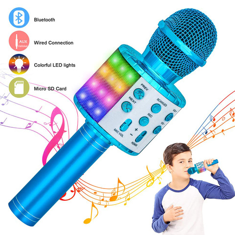 Wireless Bluetooth Karaoke Microphone, Portable Speaker Machine, Handheld Home KTV Player with Record Function ► Photo 1/6