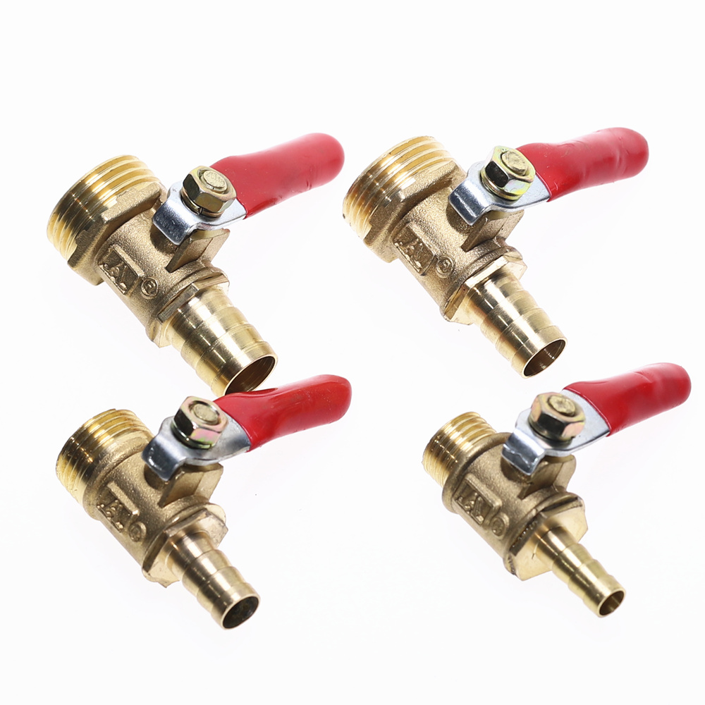 Pack Of 1 Durable Brass Lever Ball Valve 1/4" 3/8" 1/2" Male to 6-12mm Hose Barb